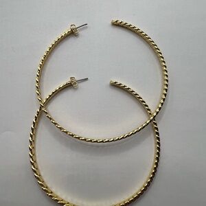 Gold Twisted Hoop Earrings - Women Jewelry